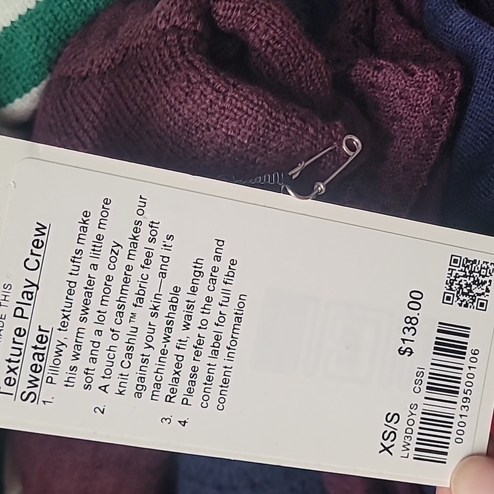 Lululemon Texture Play Crew Sweater Cassis Maroon Cashmere Size XS S NWT - Picture 11 of 11